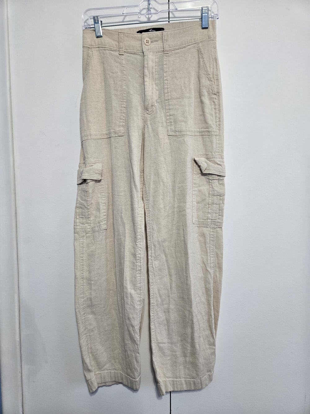 Hollister Ultra High Rise Vintage Baggy Cargo Pants XS Linen Blend